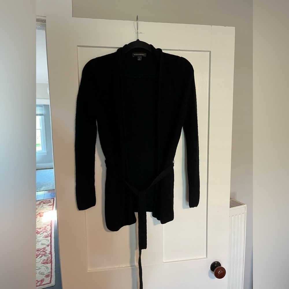 Banana Republic Wrap Tie Cardigan Knit Sweater Black Small